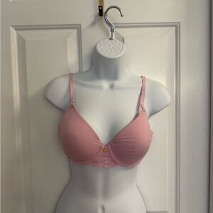 Natori Pink Lace Trim Bra